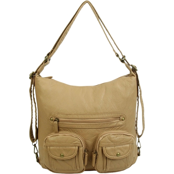 Ampere Creations Handbags - Convertible crossbody backpack in sand